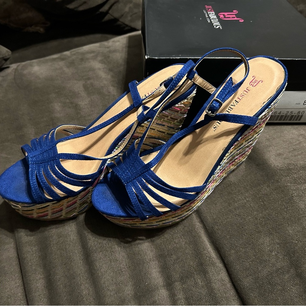 JustFab Blue Wedges